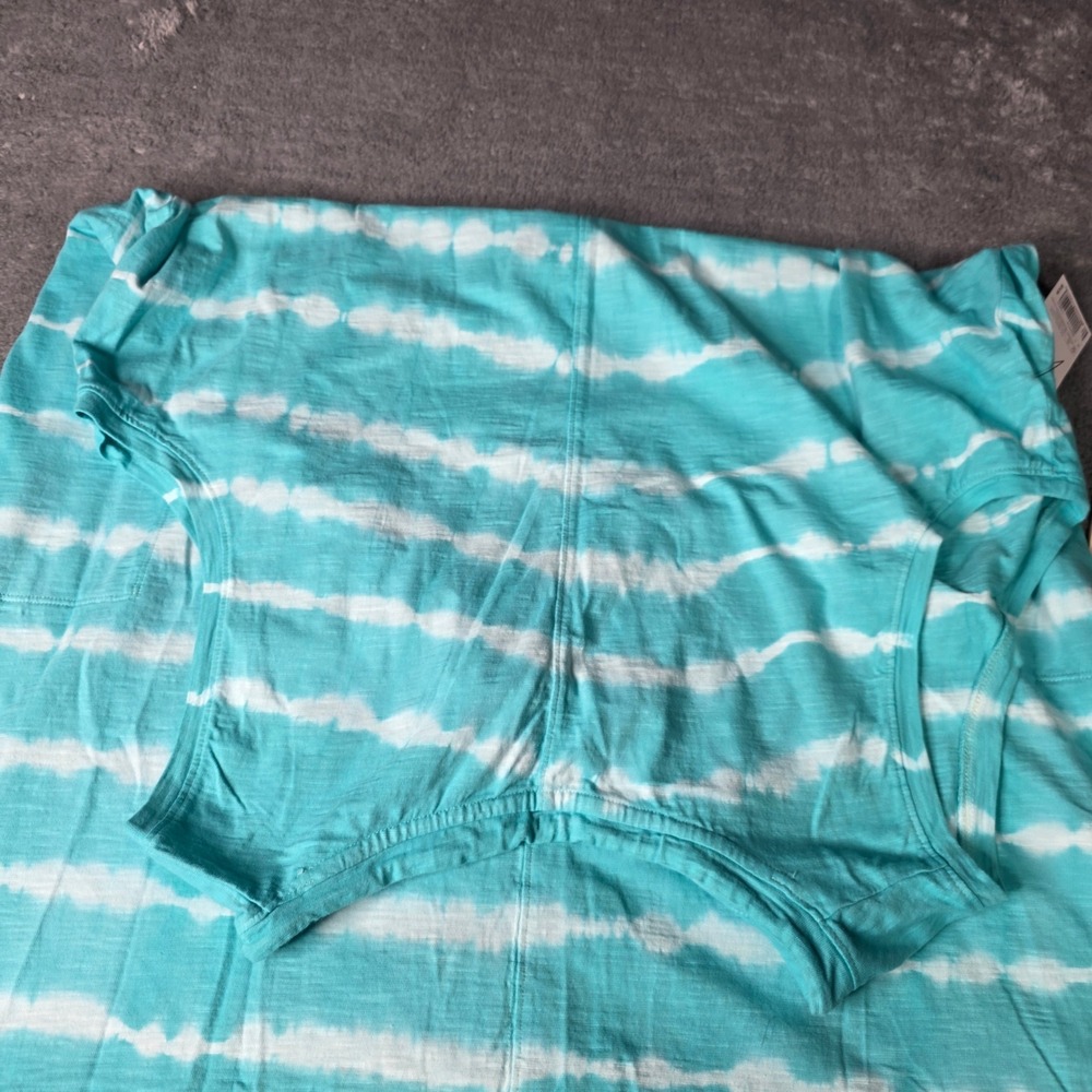 Sonoma Womens 2X Mini Dress Turquoise Tie Dye Stripe Hooded Sleeveless Cotton - Picture 5 of 6